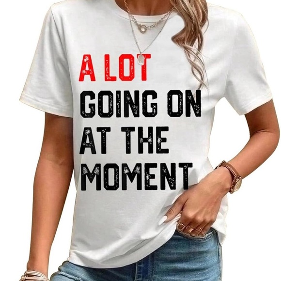 Graphic White T-Shirt with Red and Black Text Taylor Swift inspired size Large - Picture 1 of 7